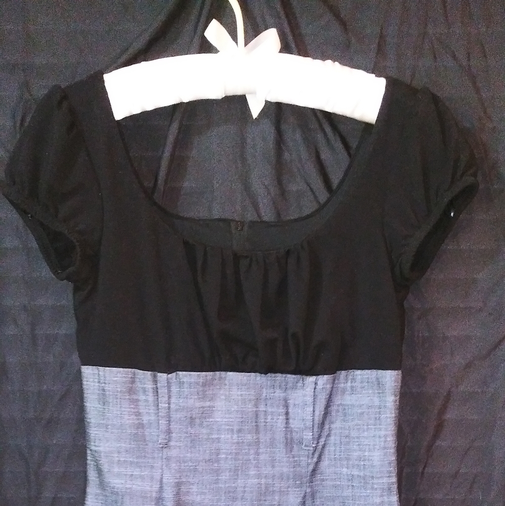 Gray and black knee length dress
